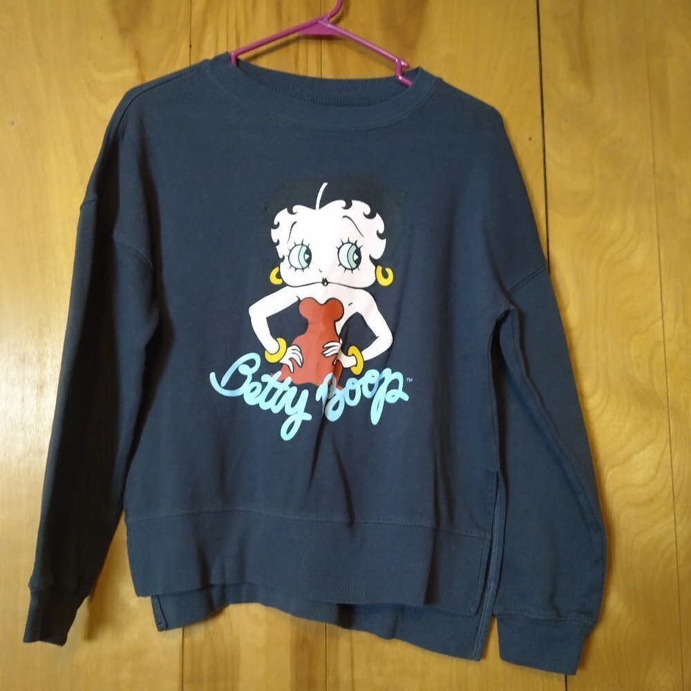 BETTY BOOPSIZE SMALL PULLOVER CREW NECK SWEATSHIRT NOVELTY CASUAL